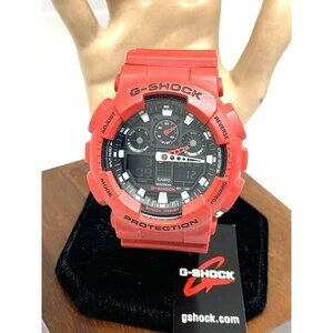 Casio Men's Watch G-Shock GA100B-4A Black Dial Red Resin Digital Quartz 5081